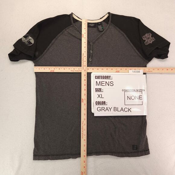 Harley Davidson Casual Button Collar Short Sleeve Shirt Mens Size XL Gray Black - Picture 6 of 10